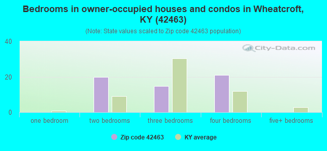 Bedrooms in owner-occupied houses and condos in Wheatcroft, KY (42463) 