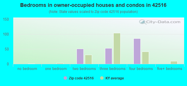 Bedrooms in owner-occupied houses and condos in 42516 