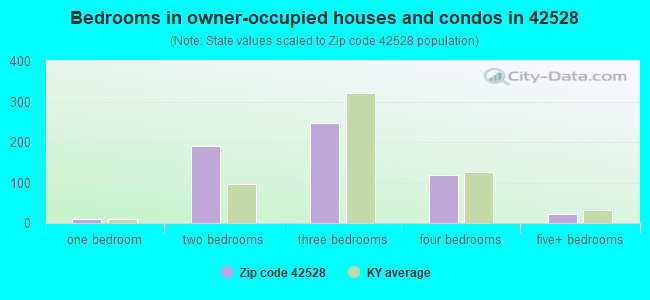 Bedrooms in owner-occupied houses and condos in 42528 