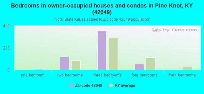 Bedrooms in owner-occupied houses and condos in Pine Knot, KY (42649) 