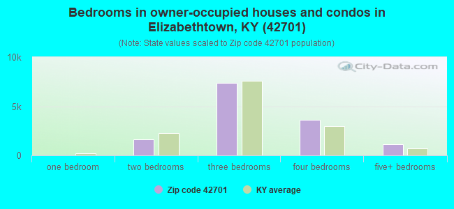 Bedrooms in owner-occupied houses and condos in Elizabethtown, KY (42701) 