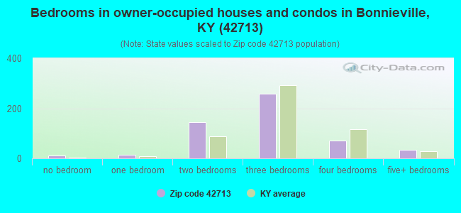 Bedrooms in owner-occupied houses and condos in Bonnieville, KY (42713) 