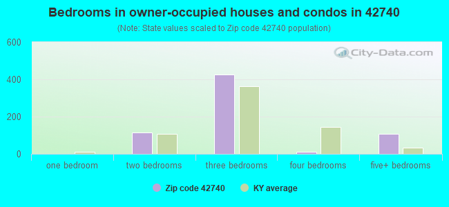 Bedrooms in owner-occupied houses and condos in 42740 