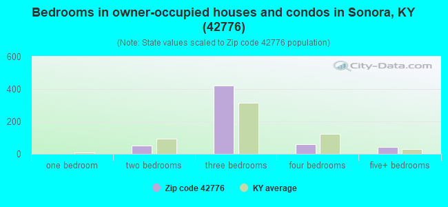 Bedrooms in owner-occupied houses and condos in Sonora, KY (42776) 