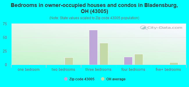 Bedrooms in owner-occupied houses and condos in Bladensburg, OH (43005) 