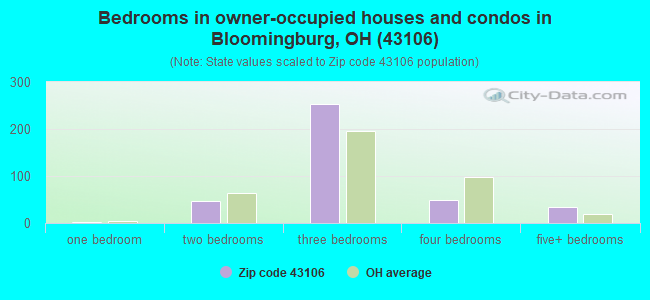 Bedrooms in owner-occupied houses and condos in Bloomingburg, OH (43106) 