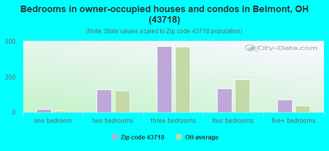 Bedrooms in owner-occupied houses and condos in Belmont, OH (43718) 