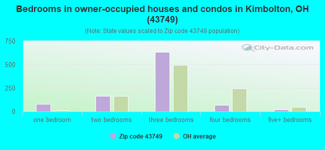 Bedrooms in owner-occupied houses and condos in Kimbolton, OH (43749) 