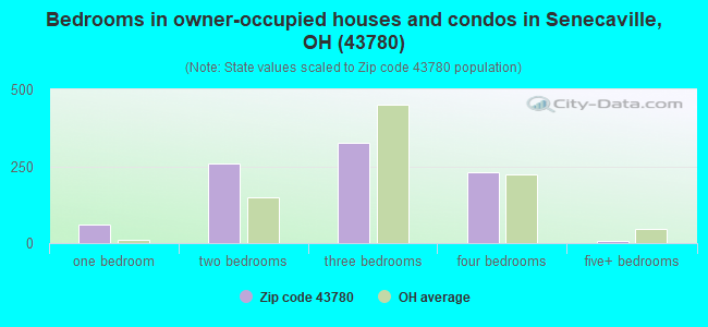 Bedrooms in owner-occupied houses and condos in Senecaville, OH (43780) 