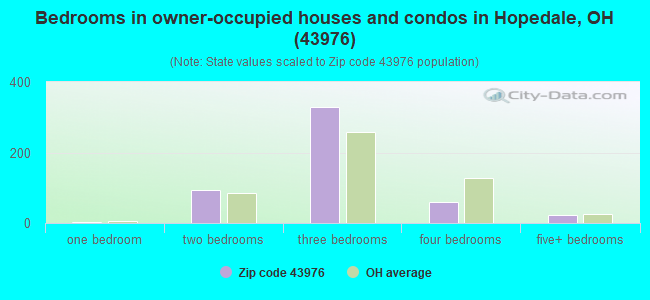 Bedrooms in owner-occupied houses and condos in Hopedale, OH (43976) 