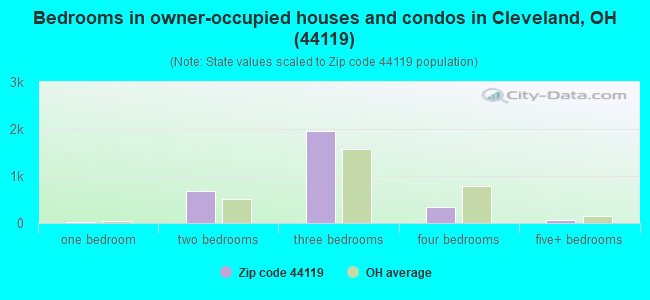 Bedrooms in owner-occupied houses and condos in Cleveland, OH (44119) 