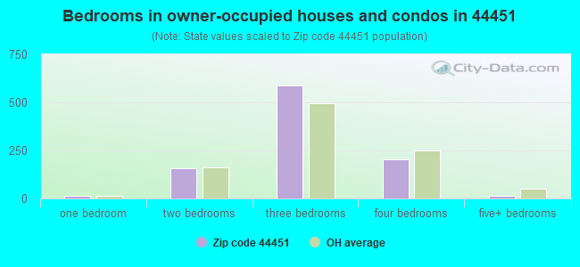 Bedrooms in owner-occupied houses and condos in 44451 