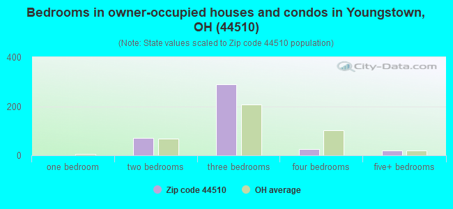 Bedrooms in owner-occupied houses and condos in Youngstown, OH (44510) 