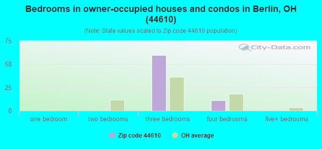 Bedrooms in owner-occupied houses and condos in Berlin, OH (44610) 
