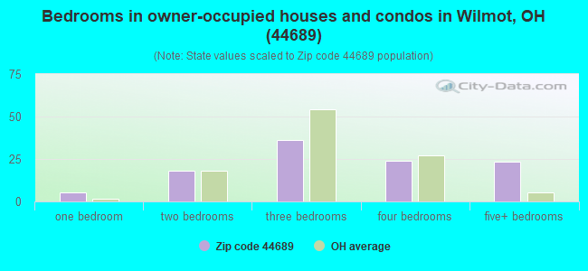 Bedrooms in owner-occupied houses and condos in Wilmot, OH (44689) 