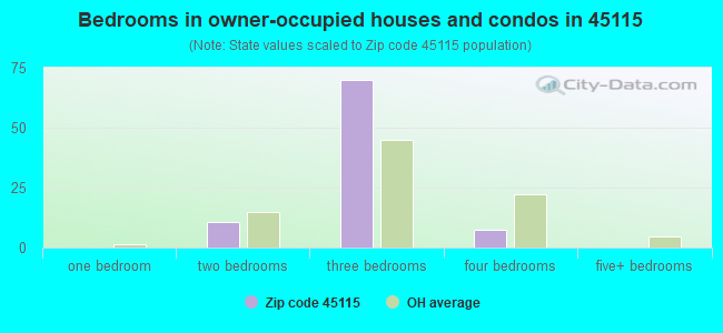 Bedrooms in owner-occupied houses and condos in 45115 