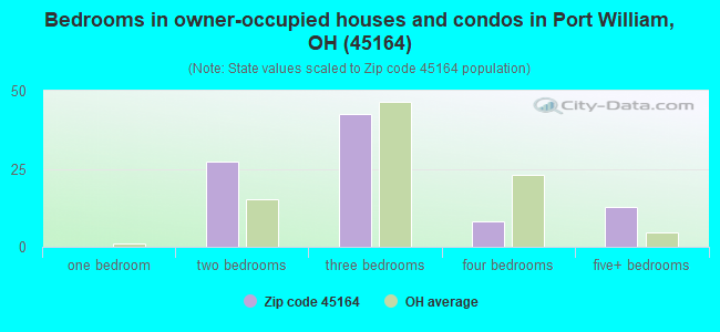 Bedrooms in owner-occupied houses and condos in Port William, OH (45164) 