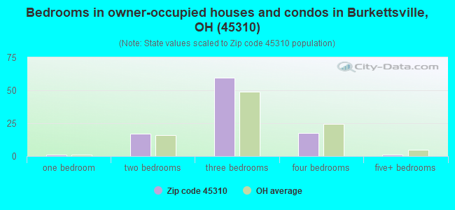 Bedrooms in owner-occupied houses and condos in Burkettsville, OH (45310) 