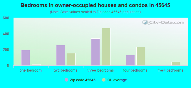 Bedrooms in owner-occupied houses and condos in 45645 