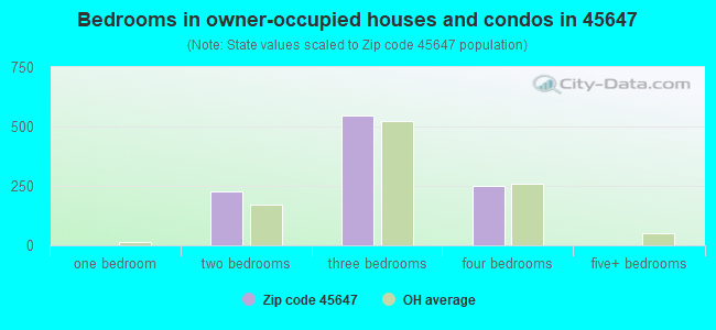 Bedrooms in owner-occupied houses and condos in 45647 