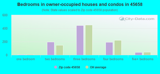 Bedrooms in owner-occupied houses and condos in 45658 