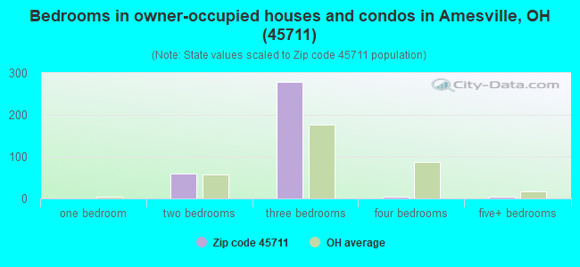 Bedrooms in owner-occupied houses and condos in Amesville, OH (45711) 