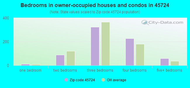 Bedrooms in owner-occupied houses and condos in 45724 