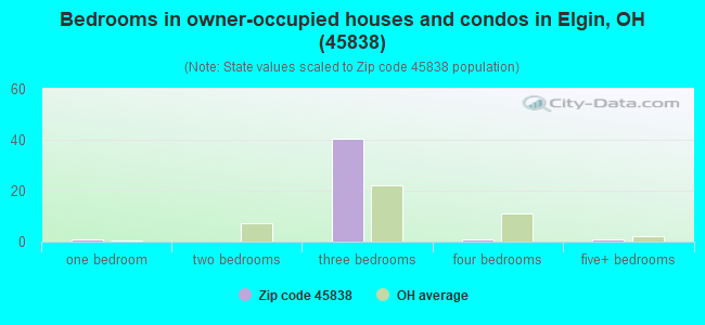 Bedrooms in owner-occupied houses and condos in Elgin, OH (45838) 