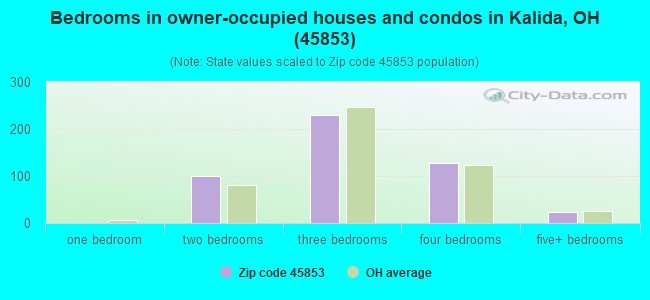 Bedrooms in owner-occupied houses and condos in Kalida, OH (45853) 