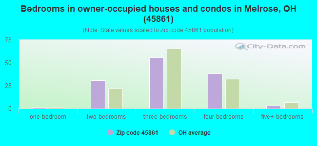 Bedrooms in owner-occupied houses and condos in Melrose, OH (45861) 