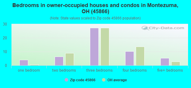 Bedrooms in owner-occupied houses and condos in Montezuma, OH (45866) 