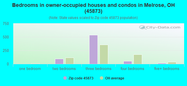 Bedrooms in owner-occupied houses and condos in Melrose, OH (45873) 