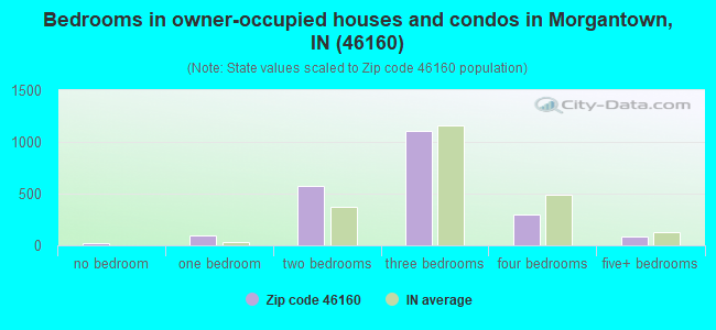 Bedrooms in owner-occupied houses and condos in Morgantown, IN (46160) 