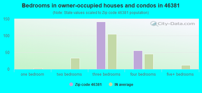 Bedrooms in owner-occupied houses and condos in 46381 