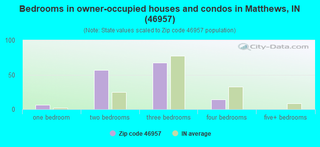 Bedrooms in owner-occupied houses and condos in Matthews, IN (46957) 