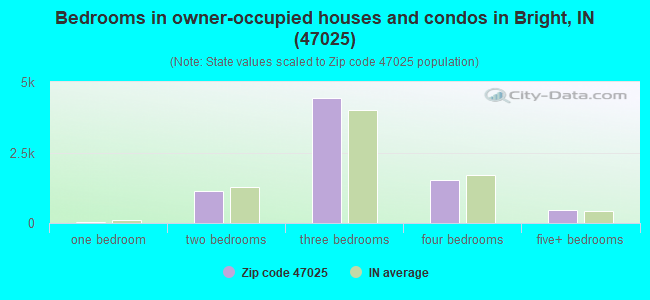 Bedrooms in owner-occupied houses and condos in Bright, IN (47025) 