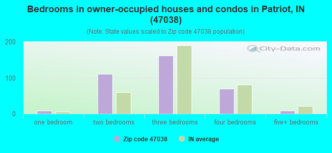 Bedrooms in owner-occupied houses and condos in Patriot, IN (47038) 