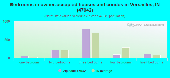 Bedrooms in owner-occupied houses and condos in Versailles, IN (47042) 