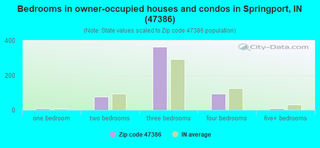 Bedrooms in owner-occupied houses and condos in Springport, IN (47386) 