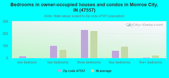 Bedrooms in owner-occupied houses and condos in Monroe City, IN (47557) 