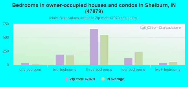 Bedrooms in owner-occupied houses and condos in Shelburn, IN (47879) 