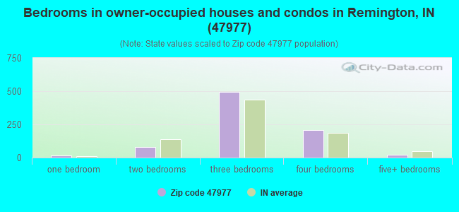Bedrooms in owner-occupied houses and condos in Remington, IN (47977) 
