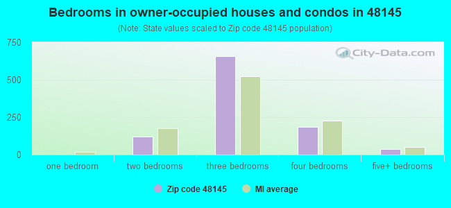Bedrooms in owner-occupied houses and condos in 48145 