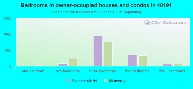 Bedrooms in owner-occupied houses and condos in 48191 