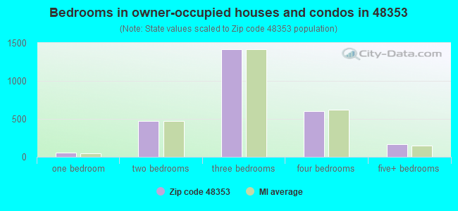 Bedrooms in owner-occupied houses and condos in 48353 