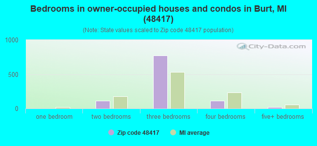 Bedrooms in owner-occupied houses and condos in Burt, MI (48417) 