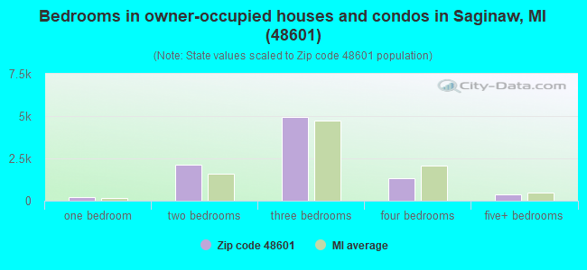 Bedrooms in owner-occupied houses and condos in Saginaw, MI (48601) 