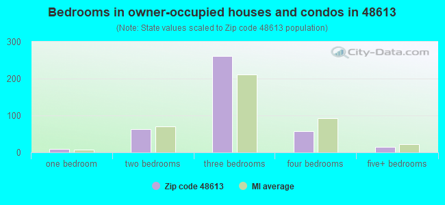 Bedrooms in owner-occupied houses and condos in 48613 