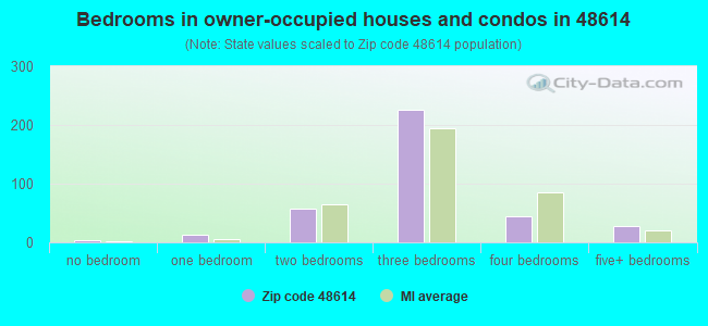 Bedrooms in owner-occupied houses and condos in 48614 