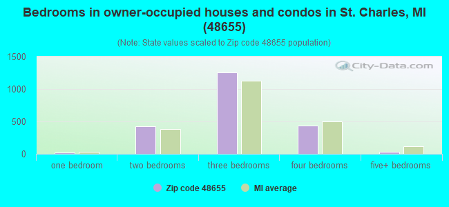 Bedrooms in owner-occupied houses and condos in St. Charles, MI (48655) 